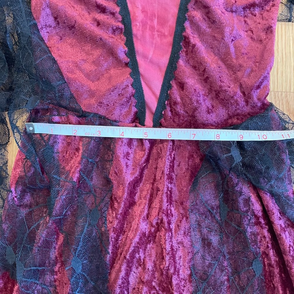 Gothic Rose Maiden One Piece Dress Stand Up Collar Cranberry/Black Girls Med 7-8 - Picture 10 of 12